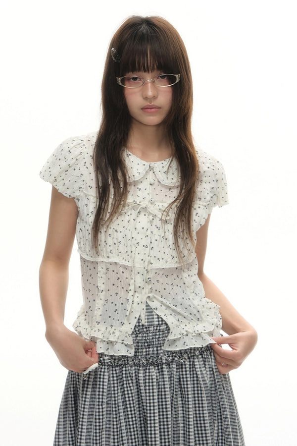 Designer Plaid Doll Collar Shirt