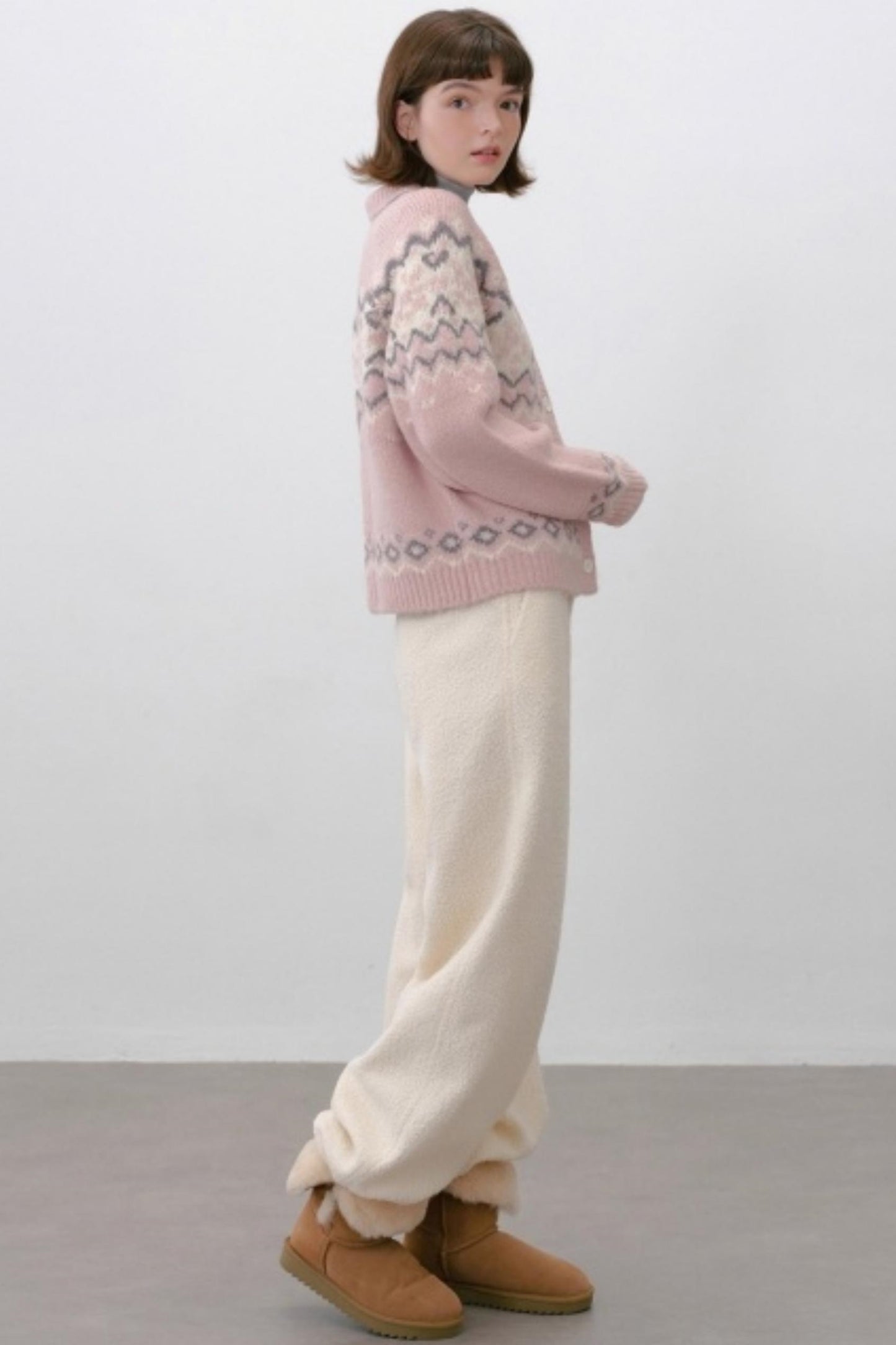 Thick Lambswool Straight-Leg Pants