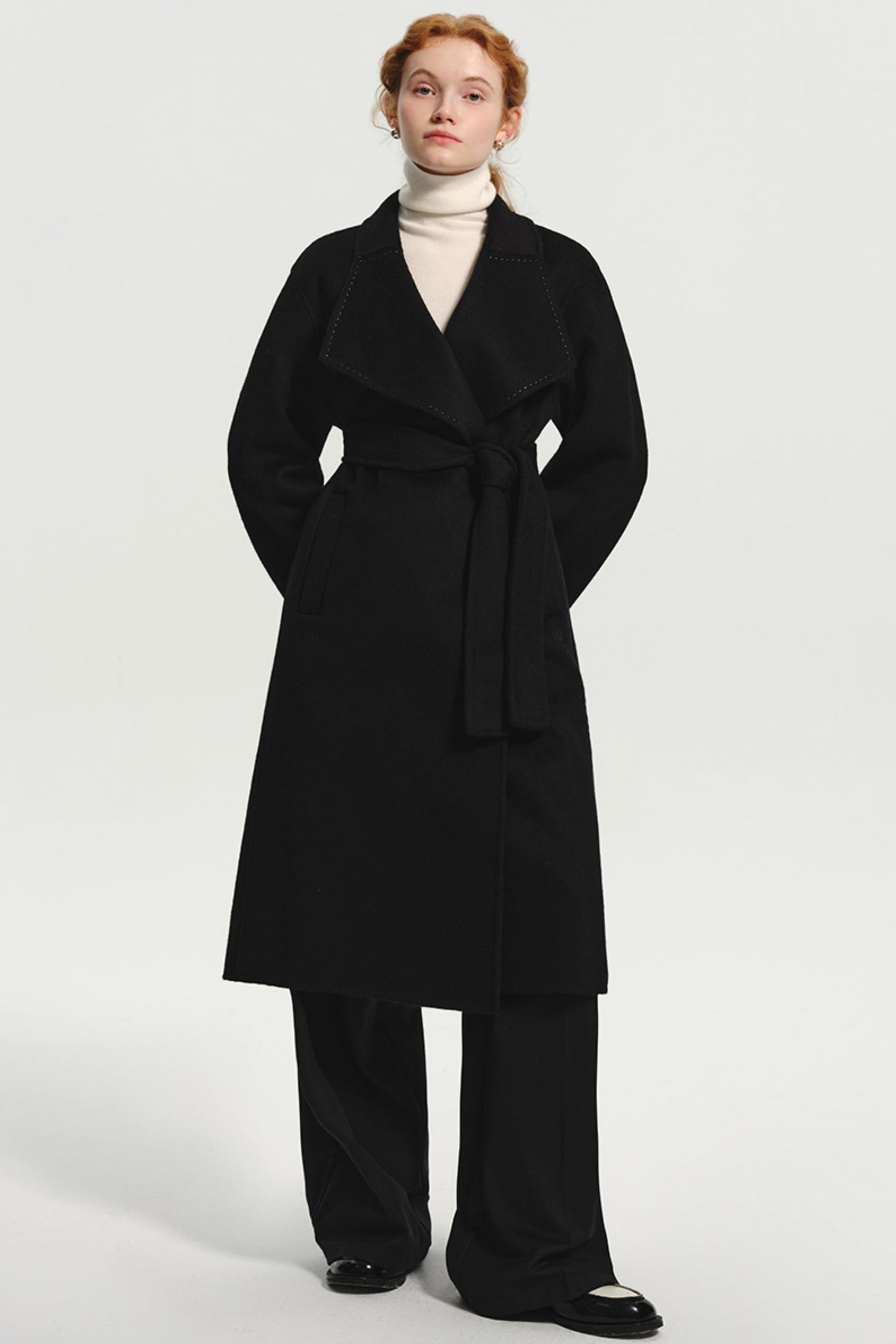 Square Collar Soft Wool Tweed Coat