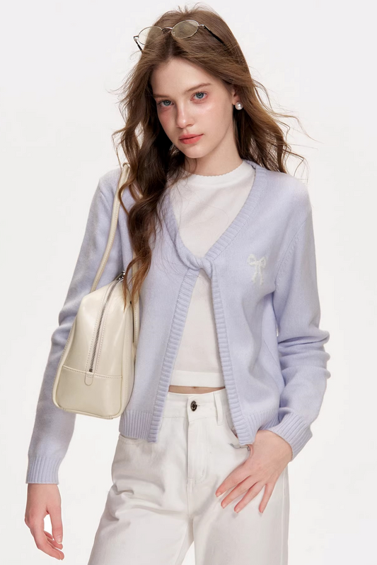 Hand-Embroidered Wool Cardigan