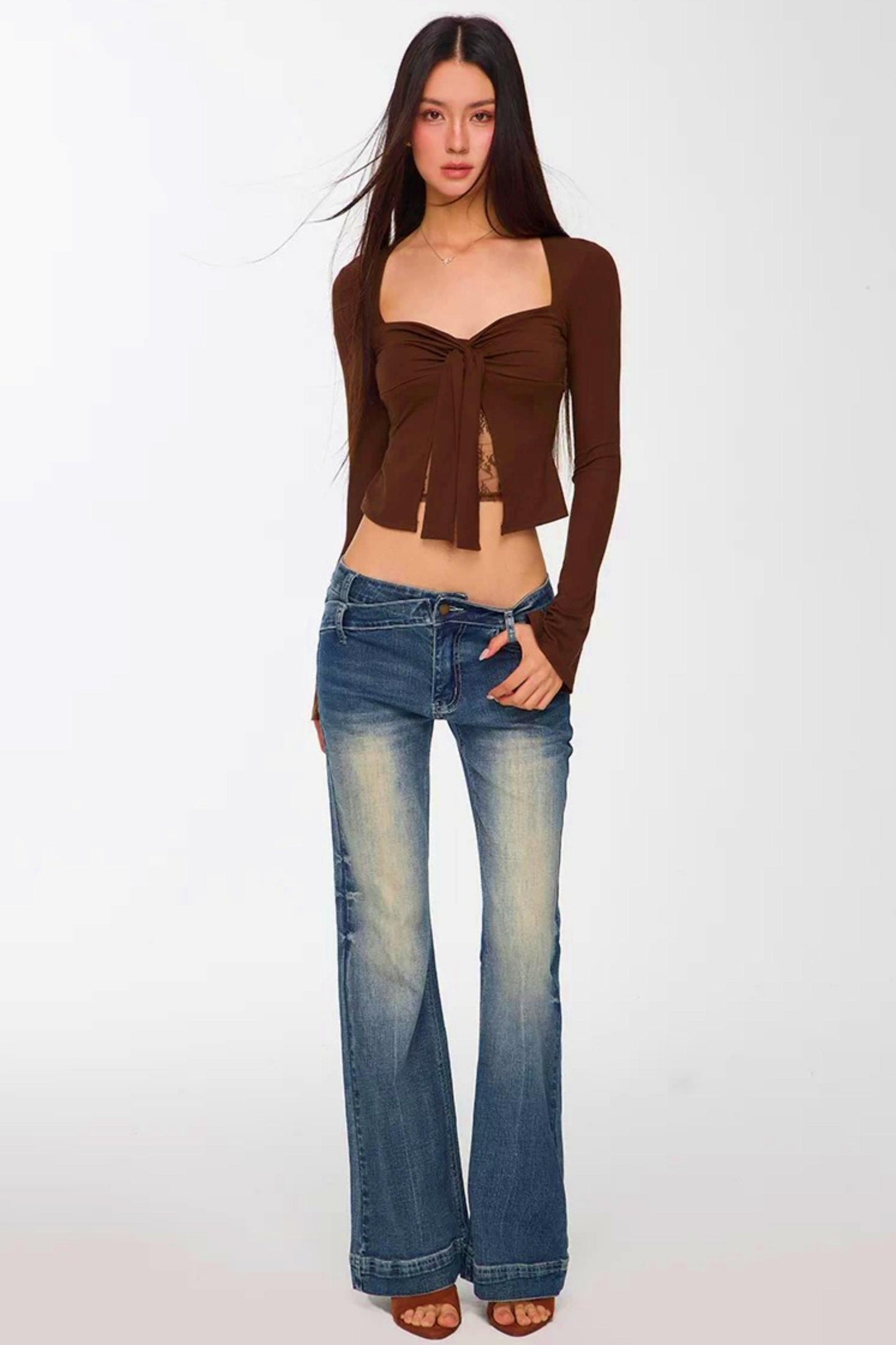 Lace Patchwork Bell Sleeve Top