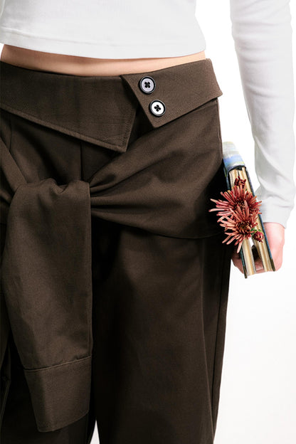 Pleated Brown Pants