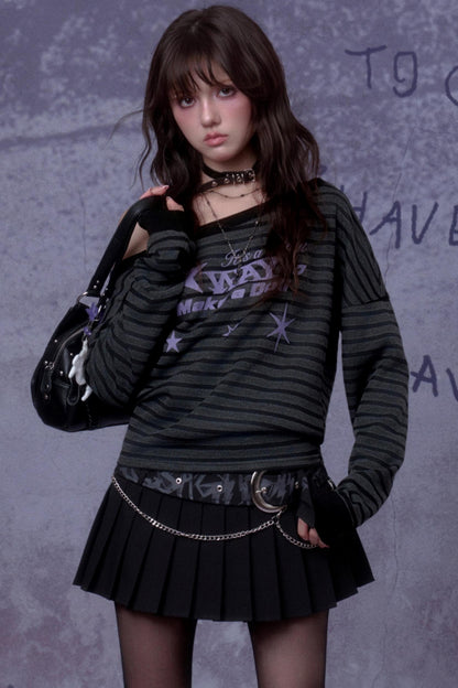 Purple Star Slanted Shoulder Sweatshirt