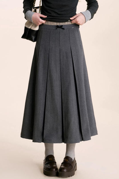 Plaid Patchwork Woolen Skirt