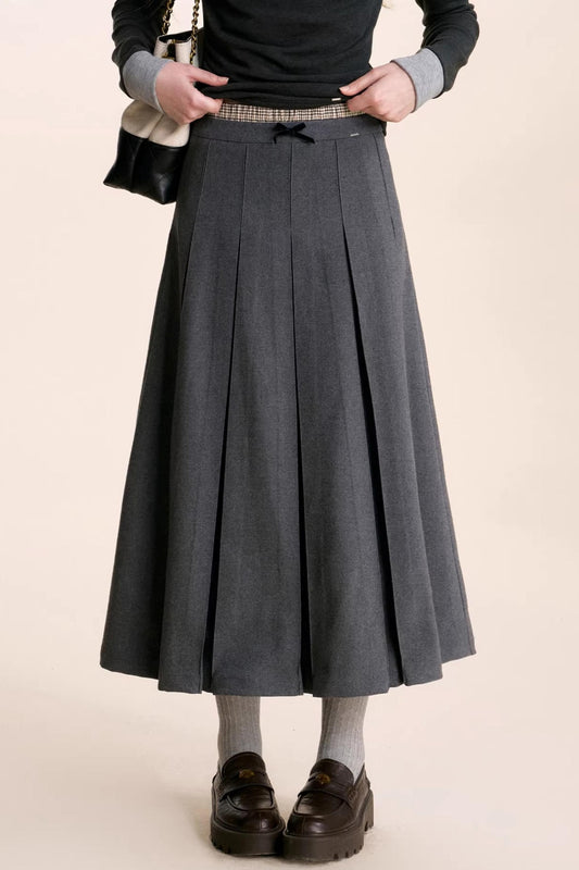 Plaid Patchwork Woolen Skirt