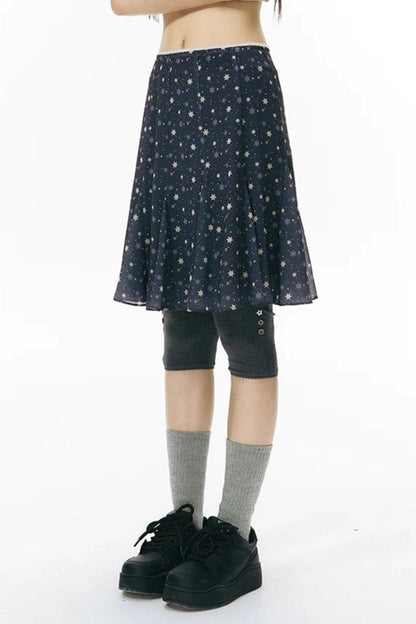 Star Print Fishtail Skirt