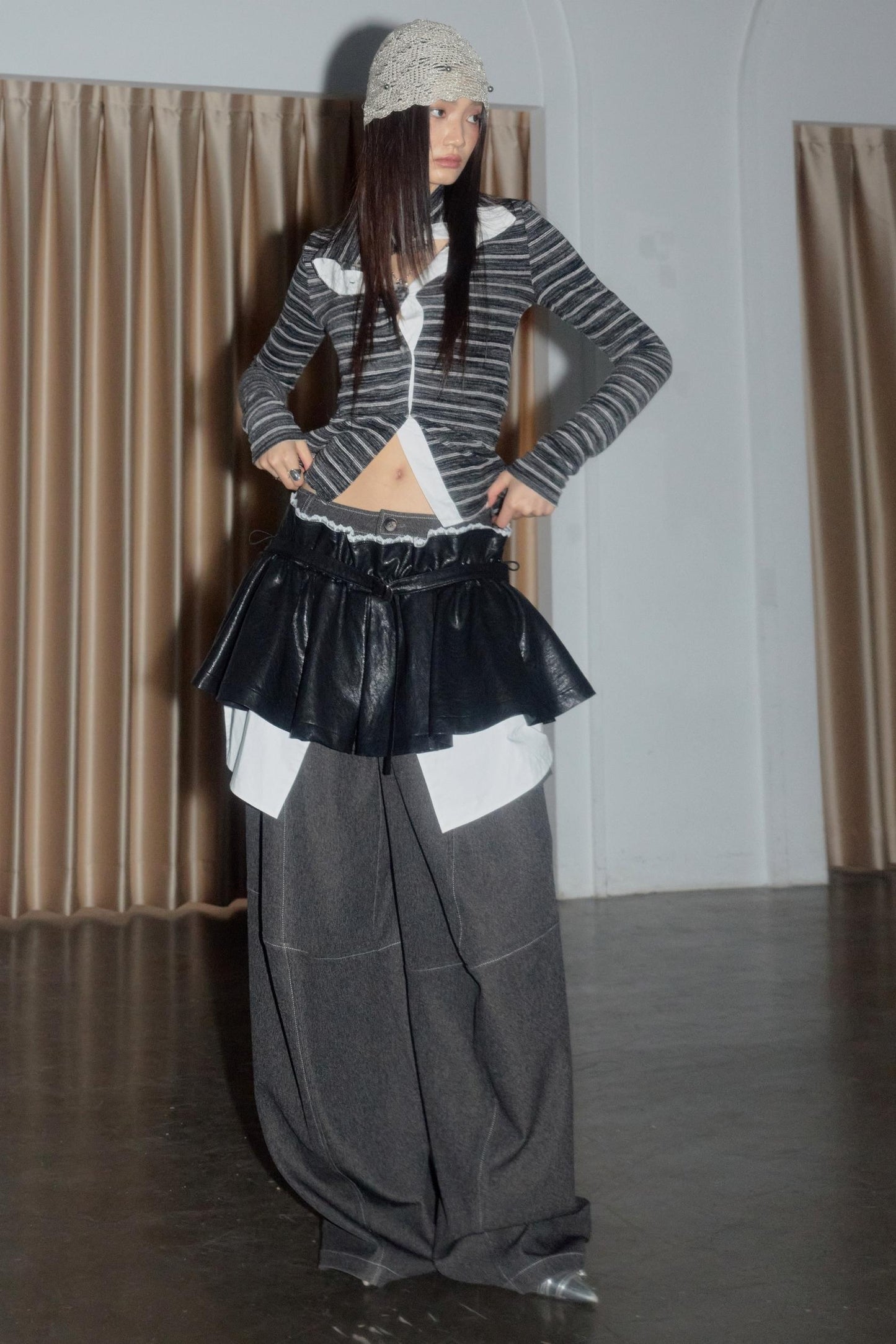 Urban Nomadic Versatile PU Leather Puffy Skirt