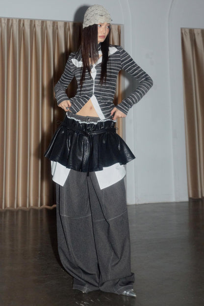 Urban Nomadic Versatile PU Leather Puffy Skirt