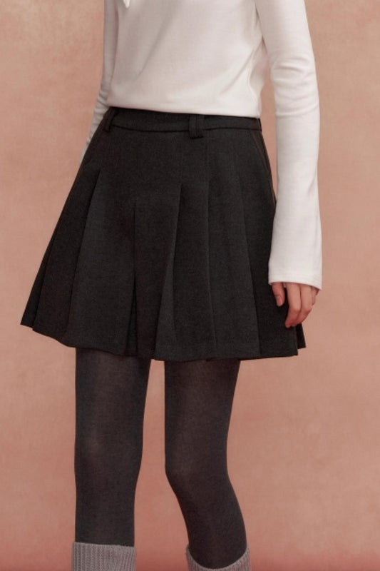 Retro Woolen Pleated Skirt