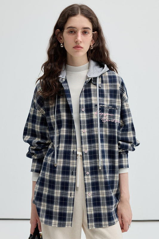 Loose Casual Plaid Shirt Outer