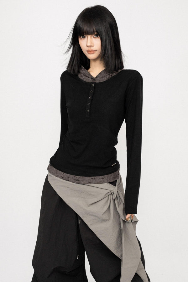 American Retro Long Sleeve Hooded Top