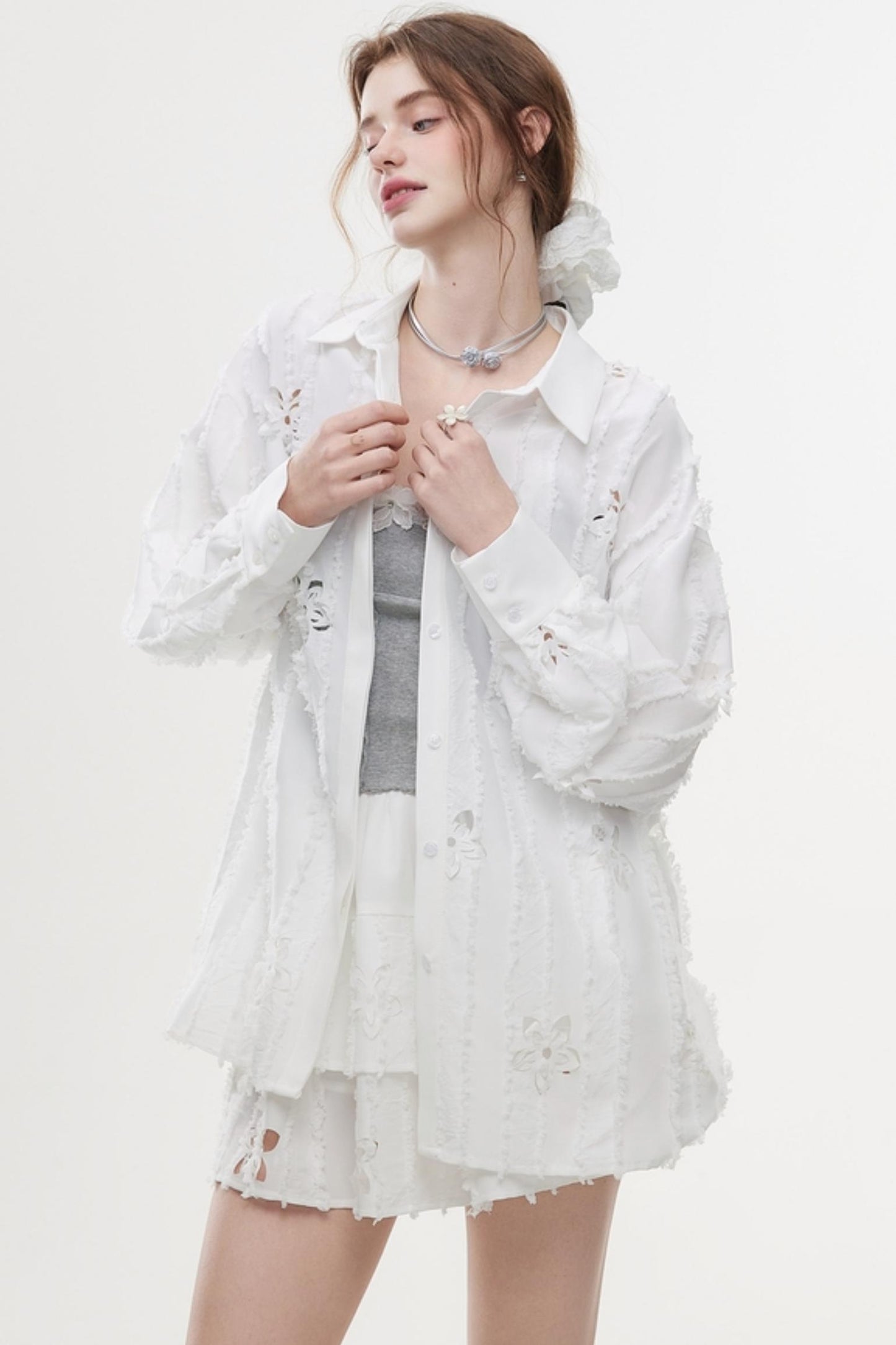 French Style Hollow Floral Two-Piece Set-Up