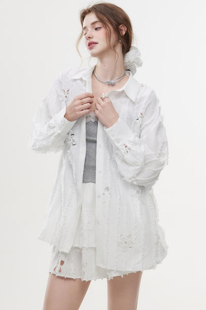 French Style Hollow Floral Two-Piece Set-Up