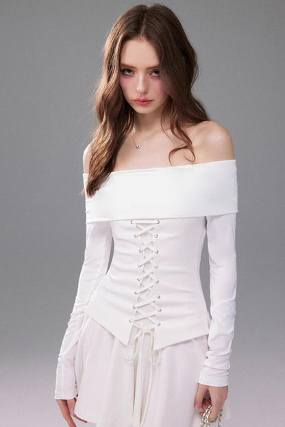 Off-Shoulder Waist-Cinching Dress