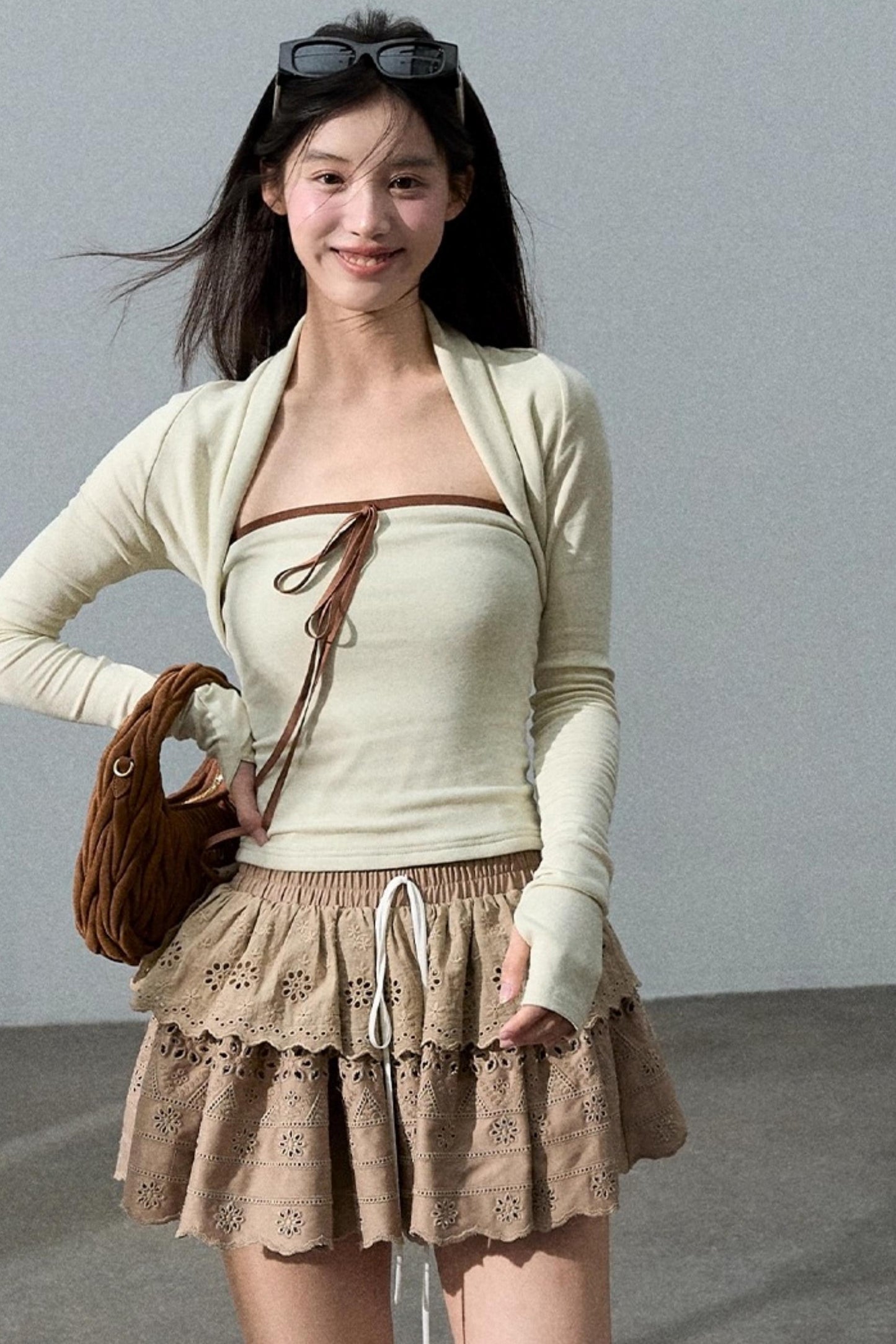 Fall Bandeau With Cardigan Set