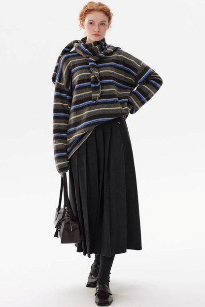 Color-Blocked Wool Knit Sweater Set-Up