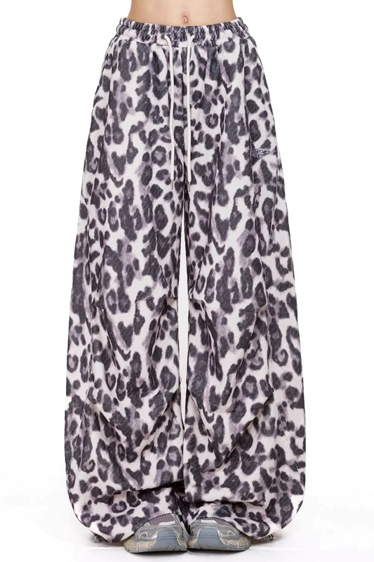 레트로 레오파드 니트 바지