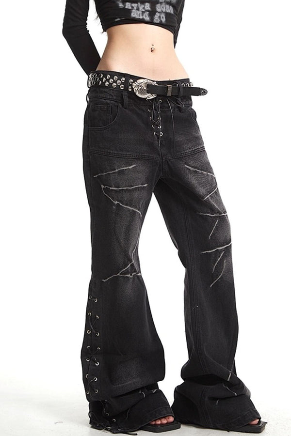 Floor-Length Denim Trousers