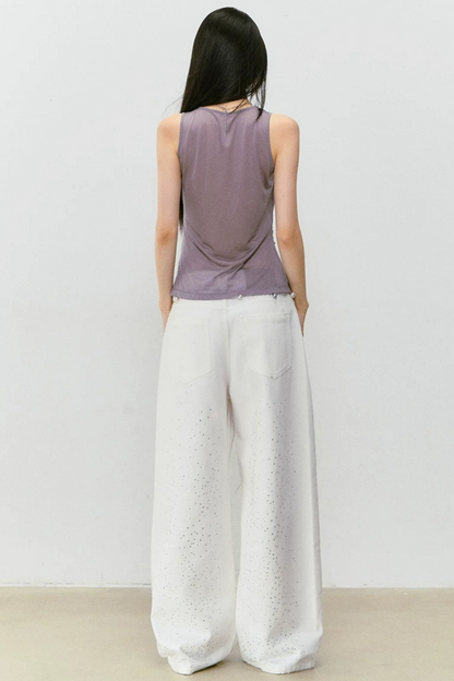 Lace Patchwork Lyocell Layered Camisole Top