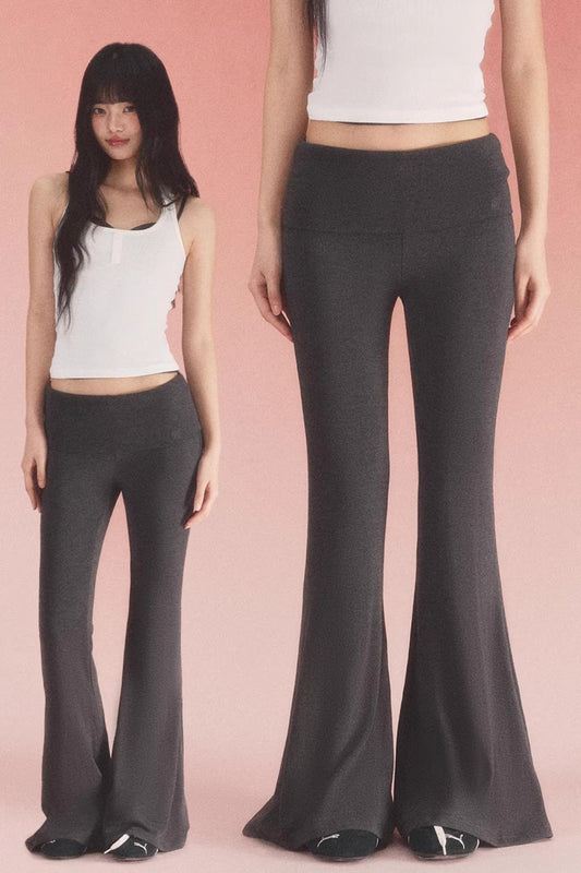 Fold-Over Waistband Knitted Pants