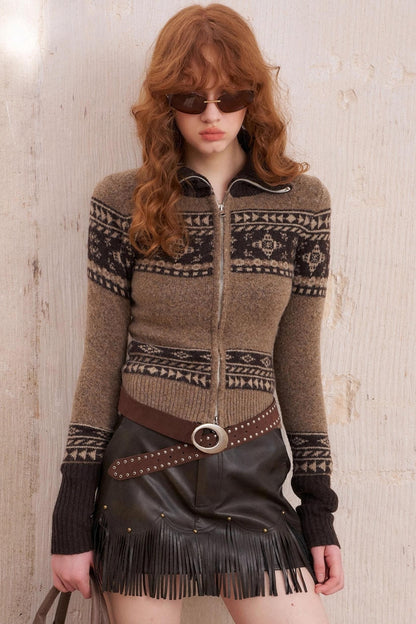 Fair Isle Jacquard Knitted Cardigan