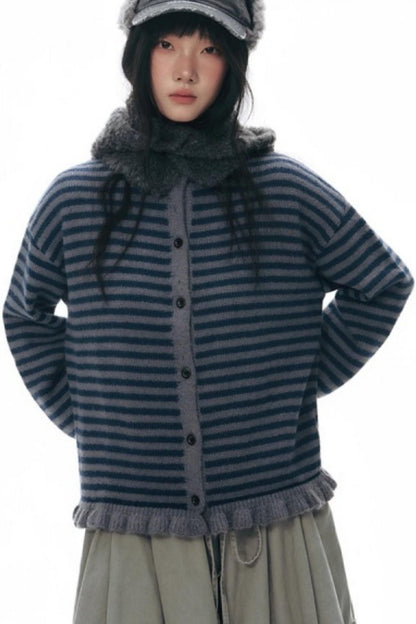 Knit Button Neck Snood Style Hat