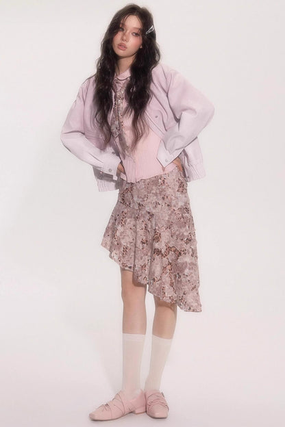 Leopard Patchwork Skirt With Tie Set-Up