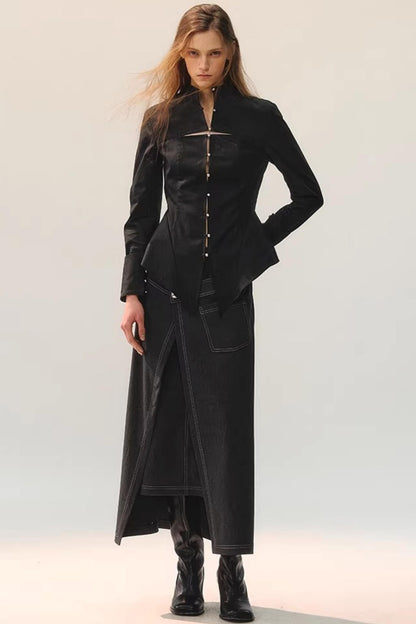 Contrasting Layered Half Skirt