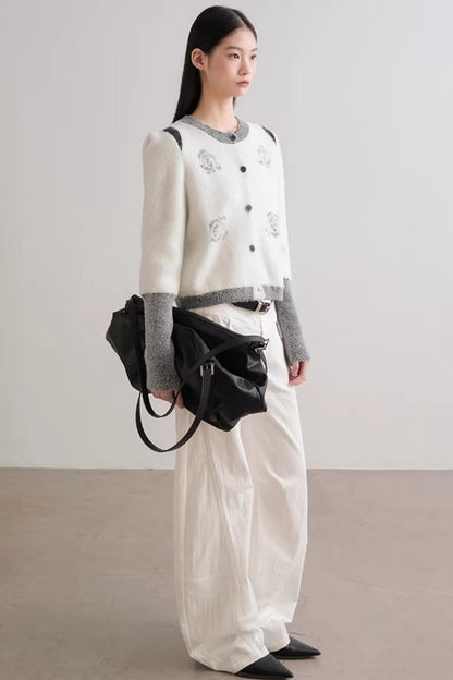 Scattered Roses Jacquard Cardigan