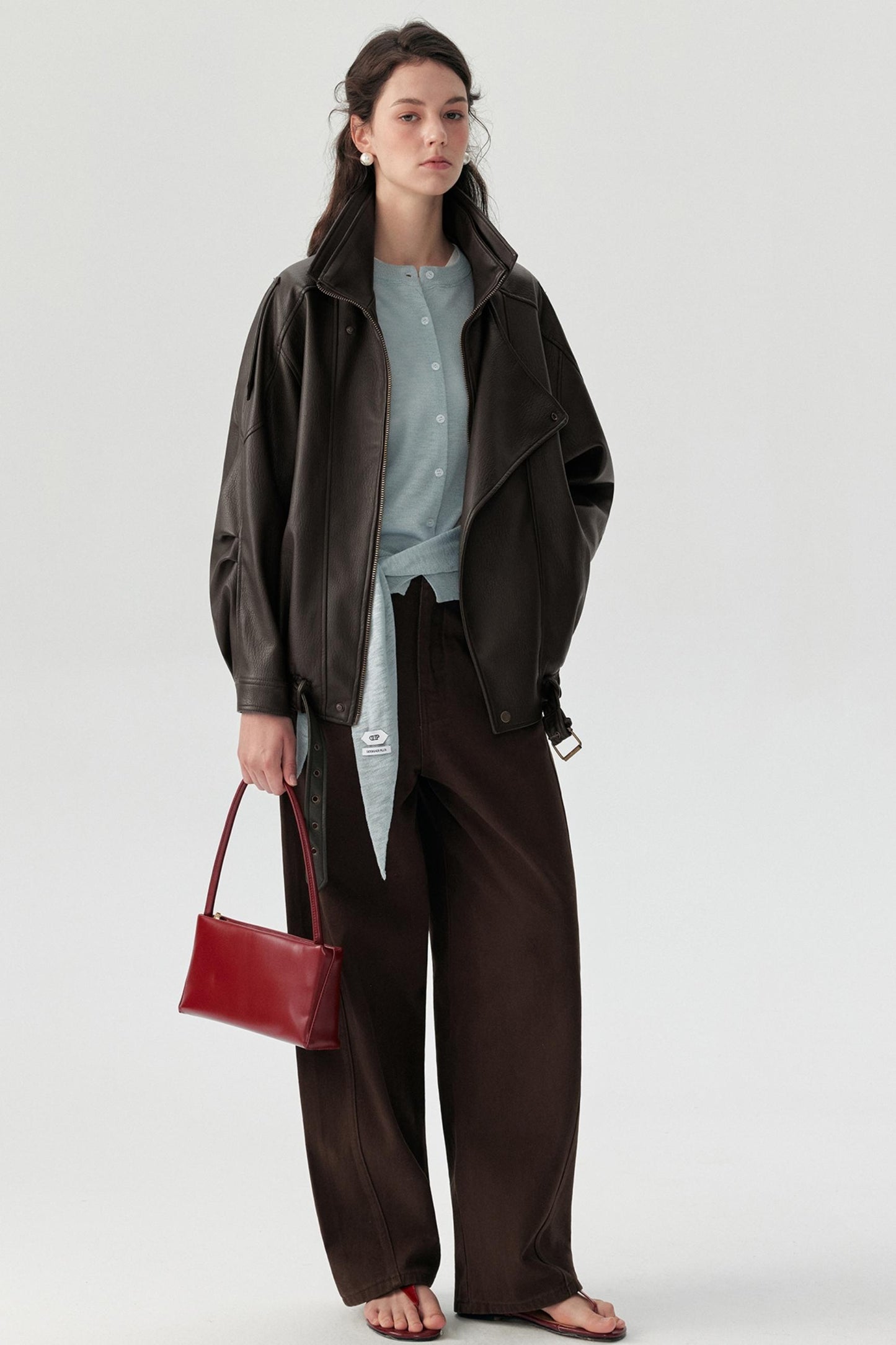 Lychee Pattern PU Leather Jacket