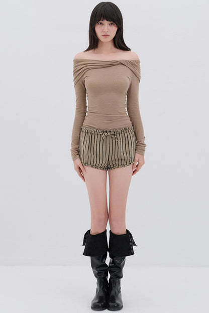 Glutinous Wool Blend One-Shoulder Top
