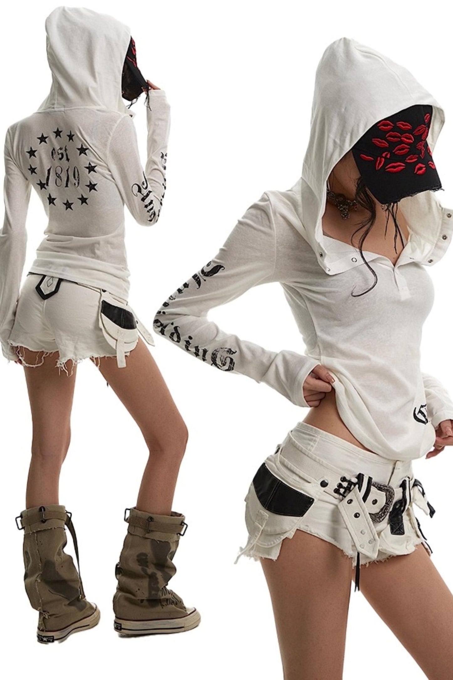 White Hooded Sunscreen Cover-Up Top