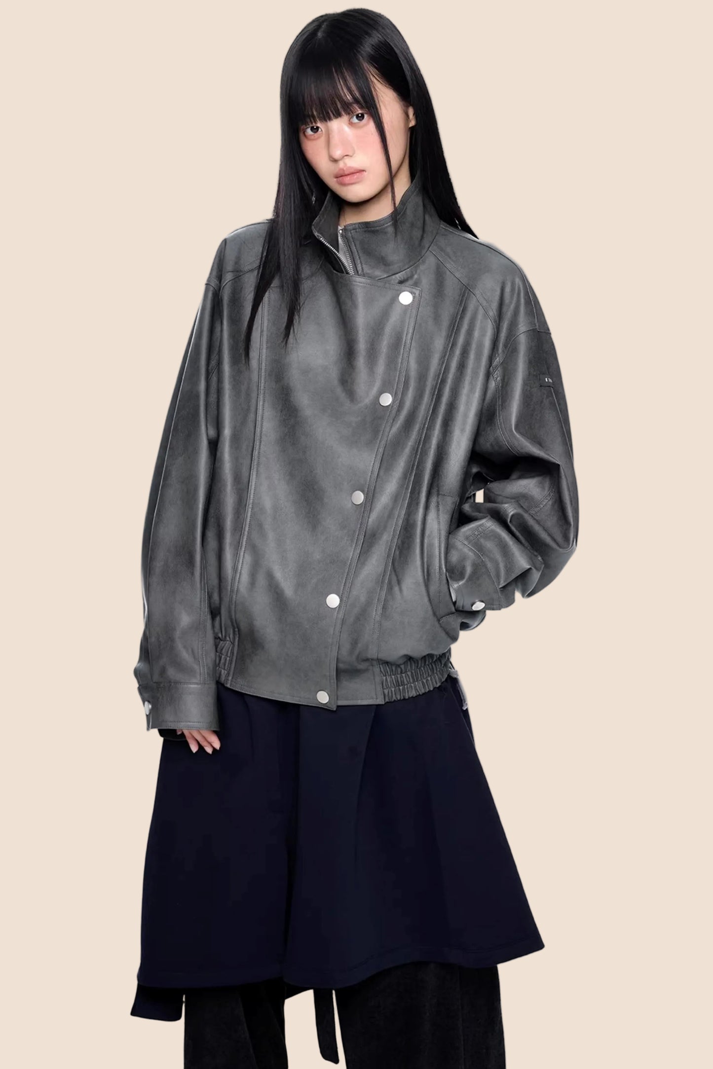 Retro Distressed Motorcycle Jacket