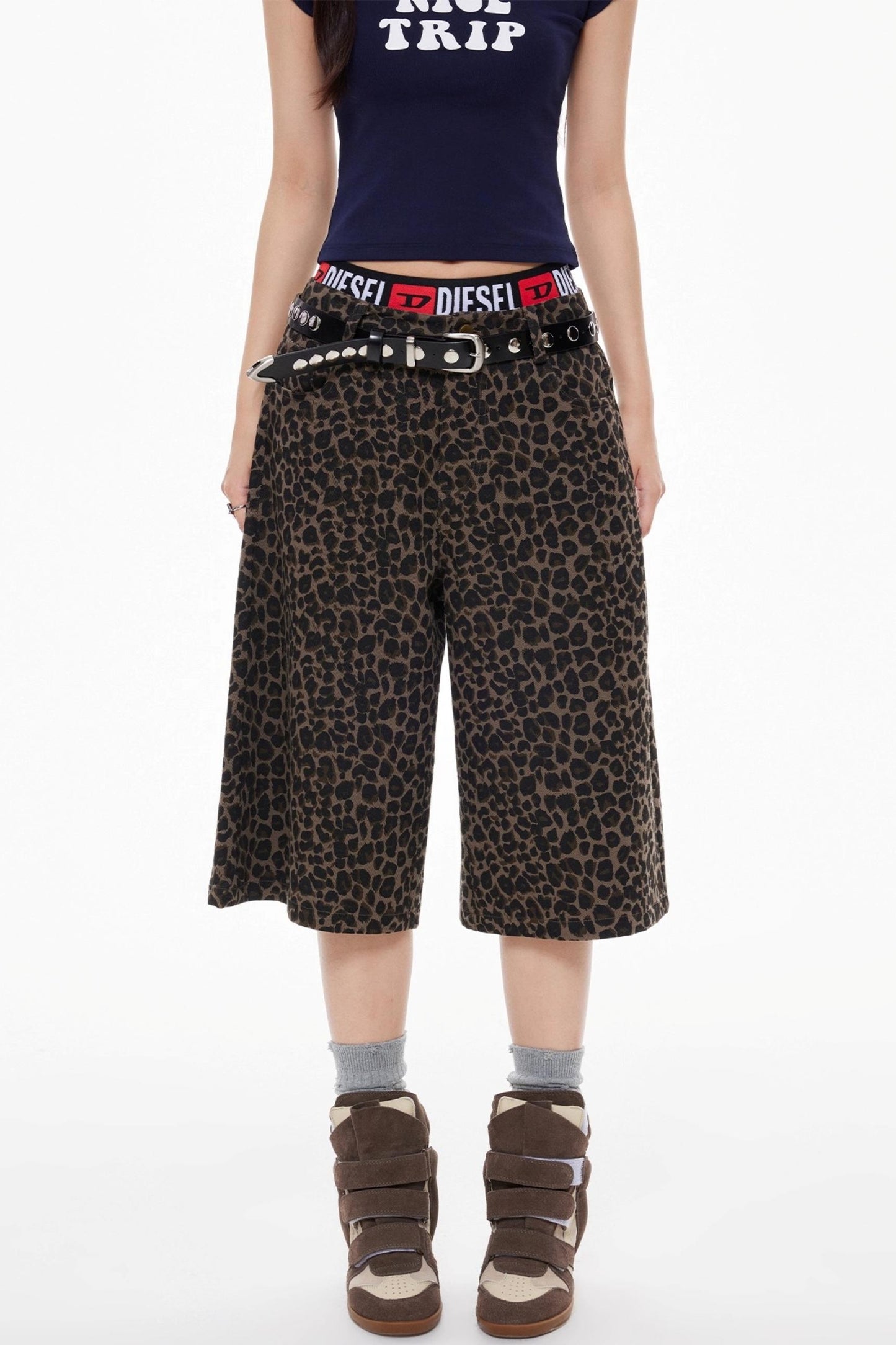 Leopard Cropped Shorts