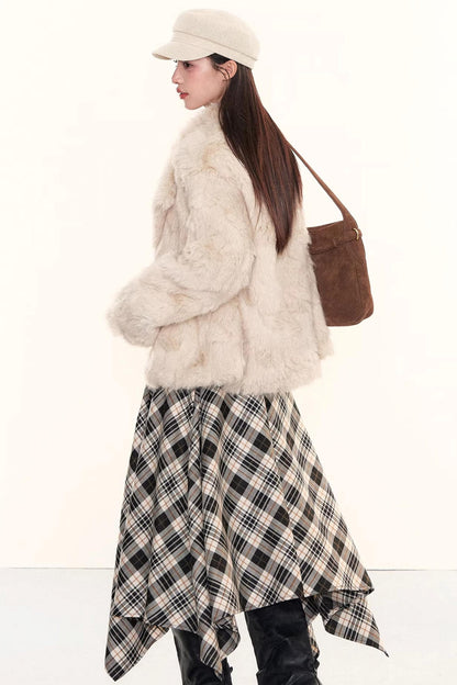 Plaid Asymmetrical A-Line Skirt