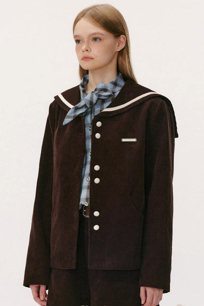 Navy Collar Corduroy Jacket