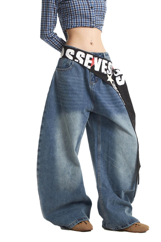 Light Blue Wide-Leg Denim Pants