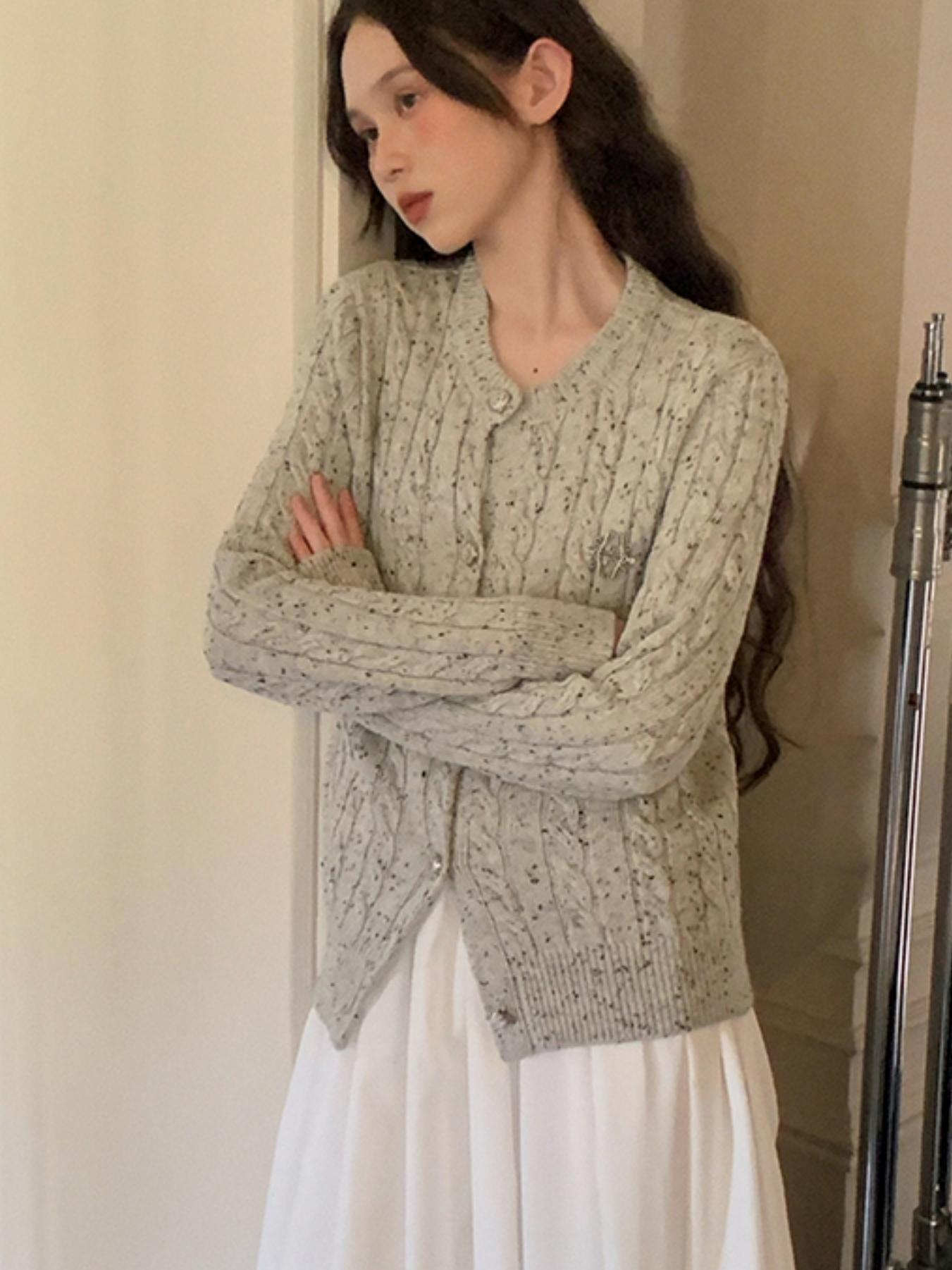 French Gray Loose Knitted Cardigan