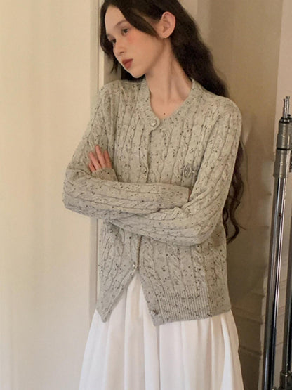 [8.7 20 Uhr neu] Französisches Temperament grauer Pullover Strickjacke Damen neu lose gestricktes Jackenoberteil