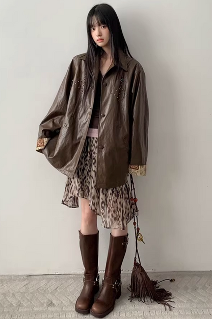 Leopard Asymmetrical Retro Skirt