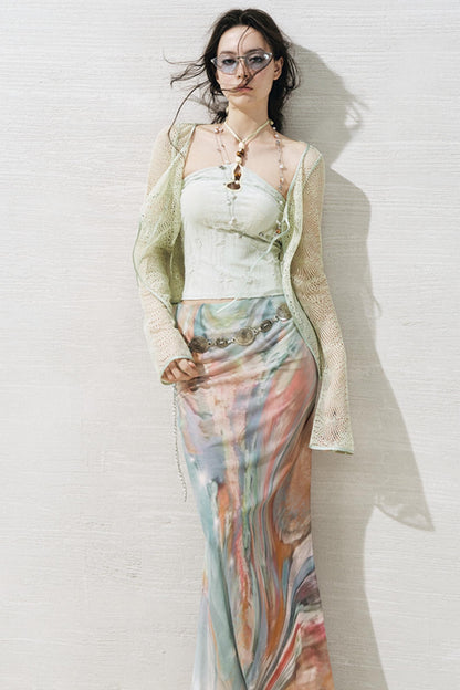 Lace Metallic Cardigan Set