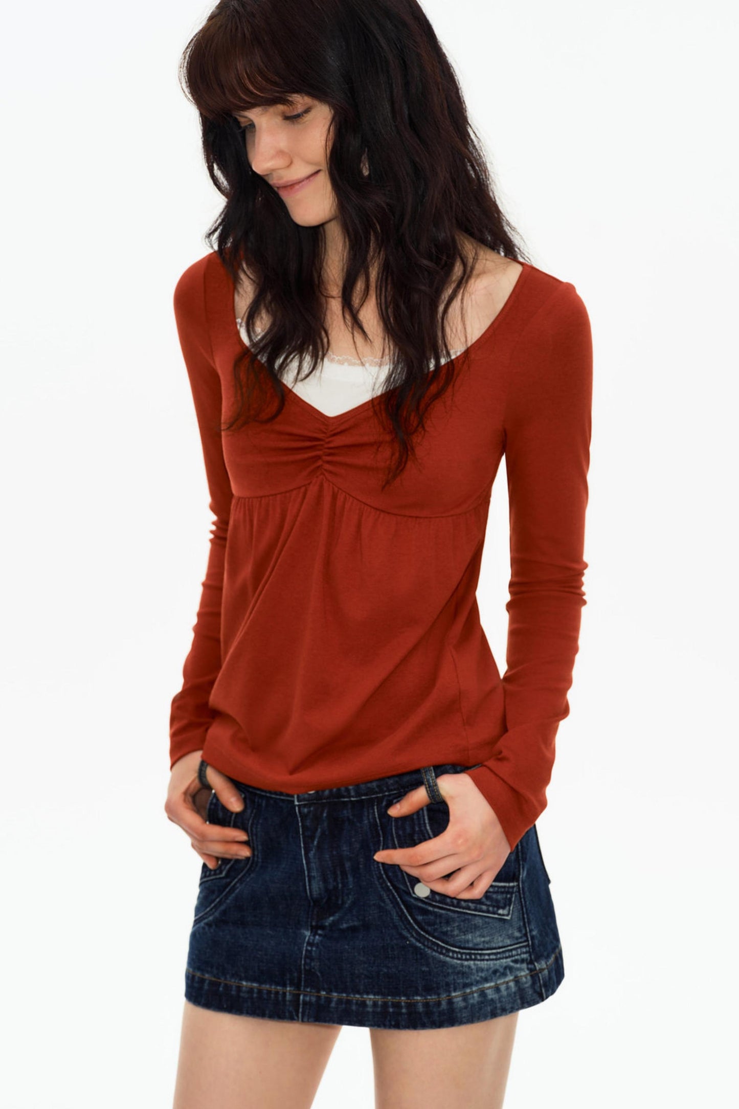 Lace Butterfly Collar Knit Top