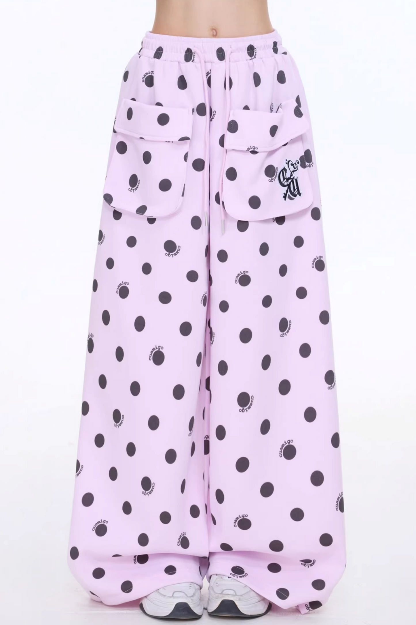 Retro Polka Dot Wide-Leg Pants