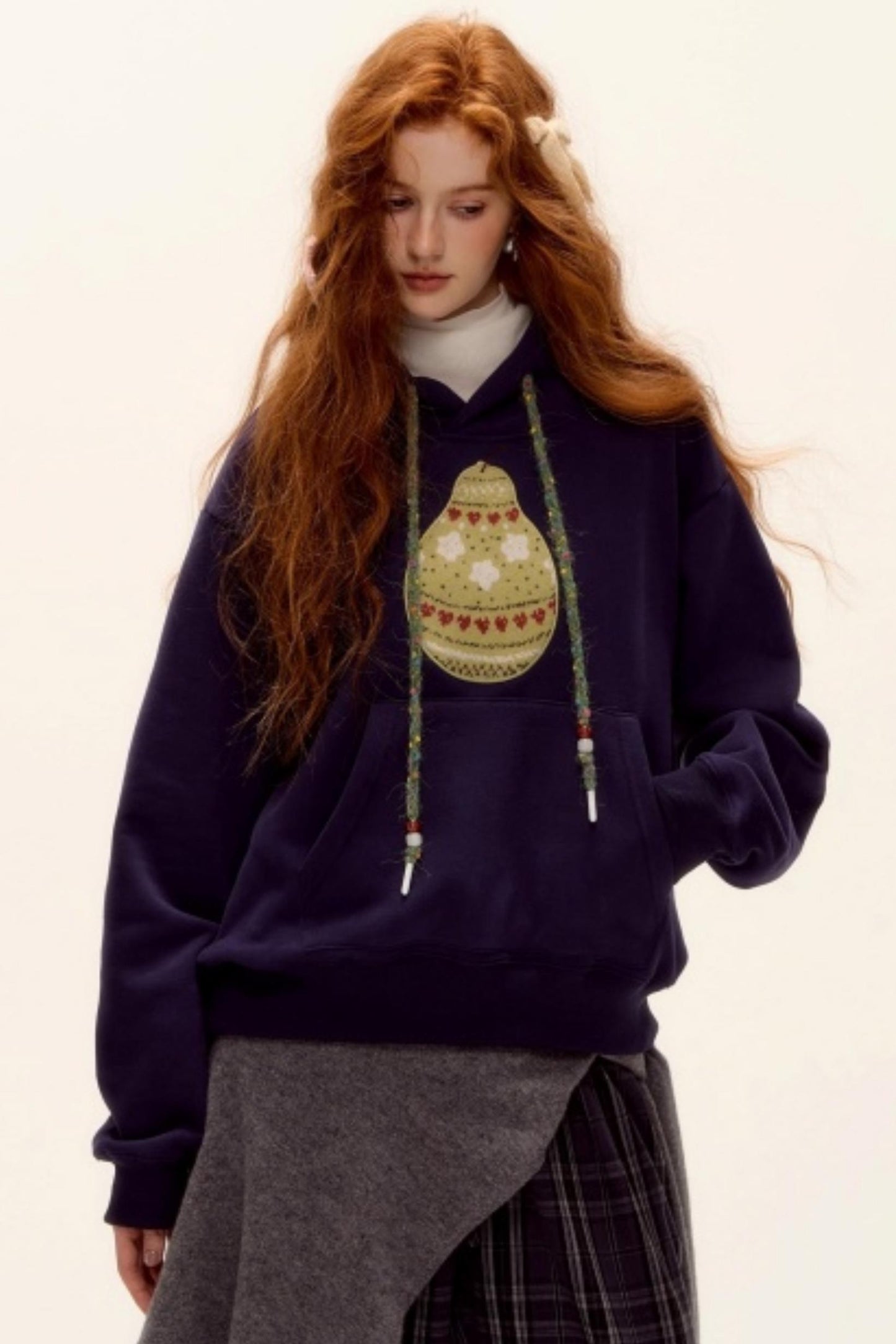 Brushed Fair Isle Knit Hoodie Sweater