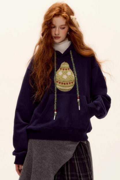 Brushed Fair Isle Knit Hoodie Sweater