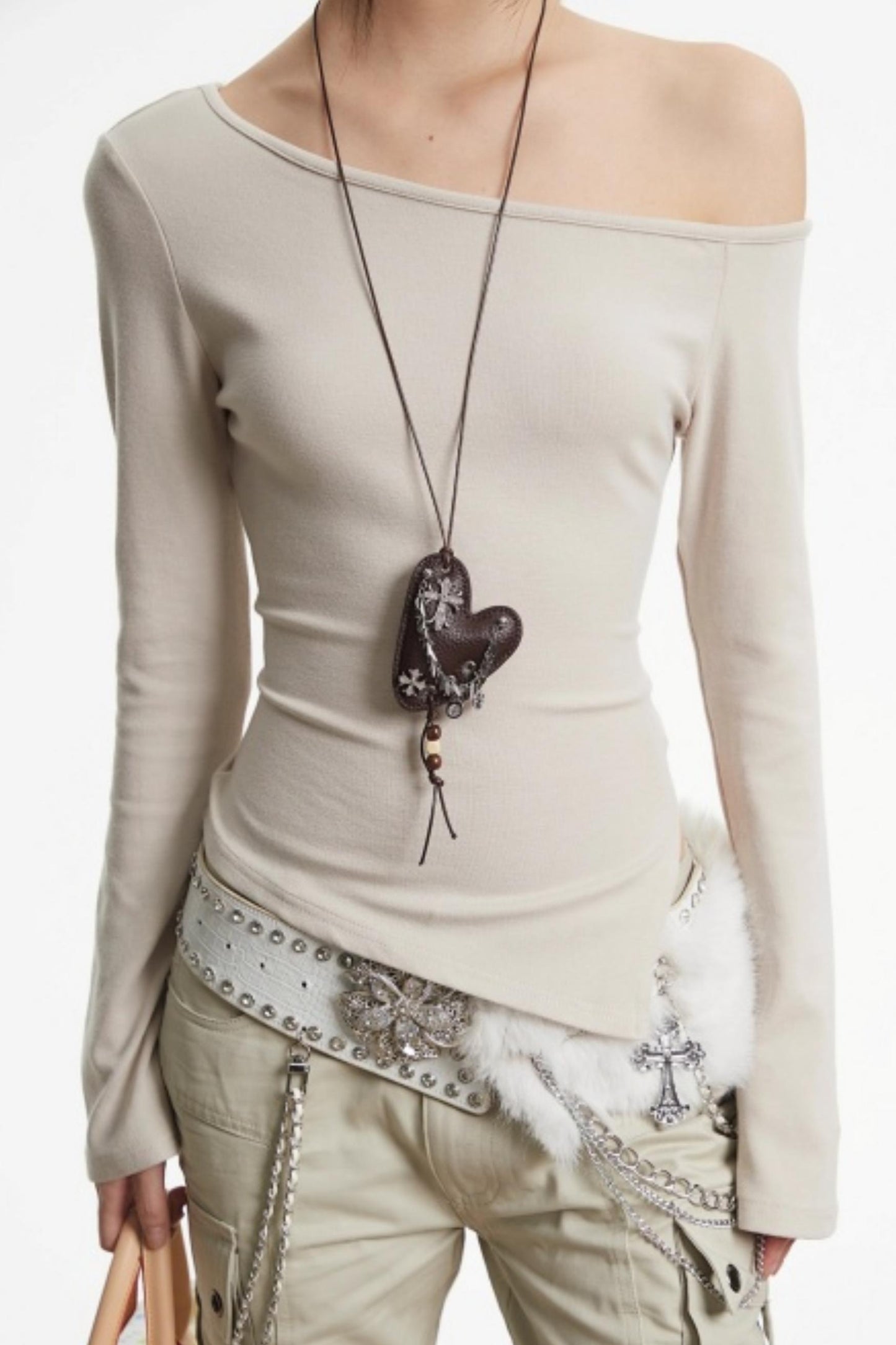 Retro Apricot Off-Shoulder Top