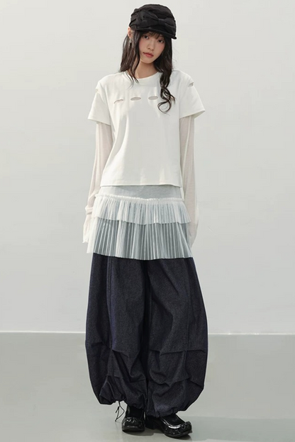 Pantalons Lanternes en Denim de Nuit à Lisbonne