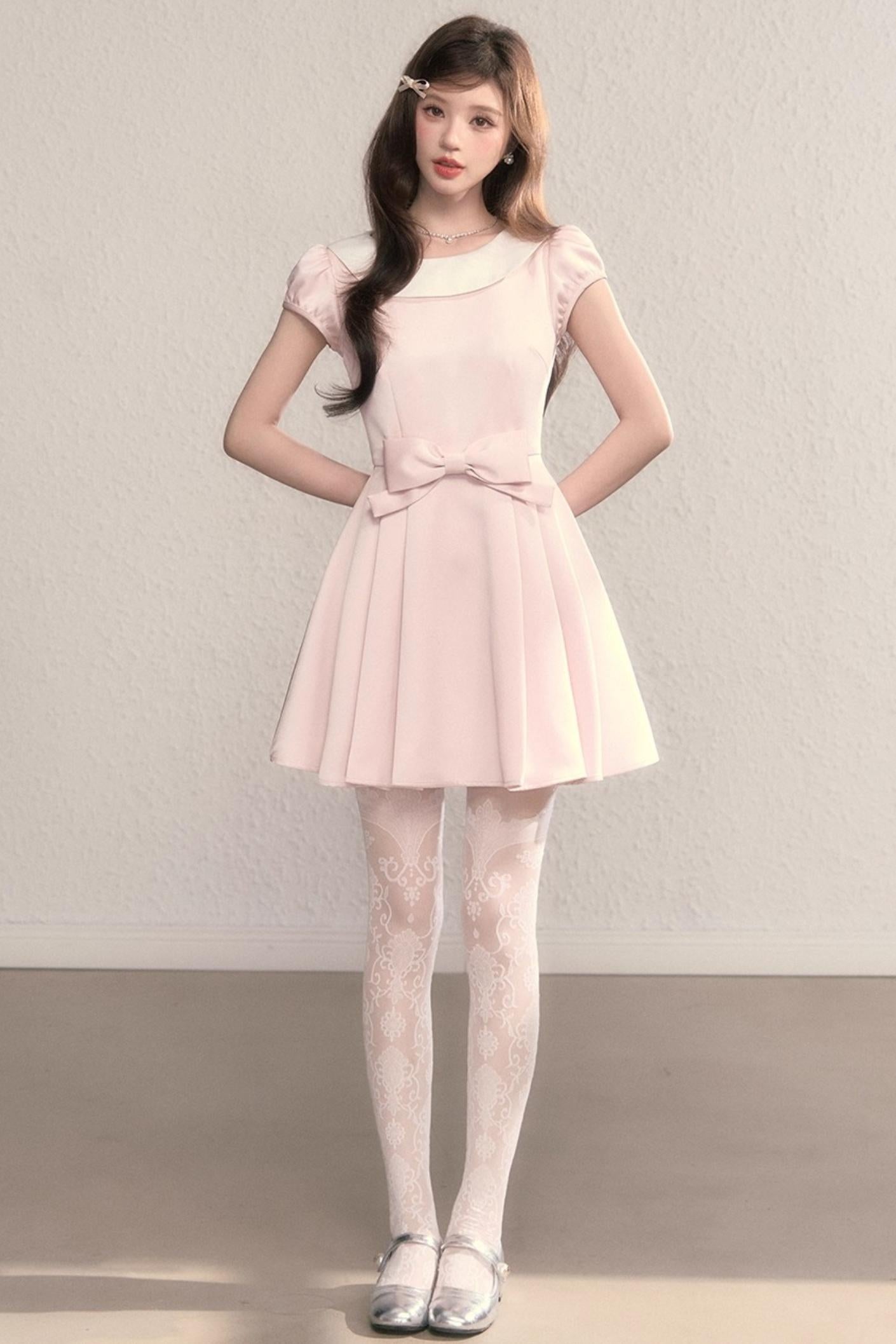 French Princess Satin Bow Dress