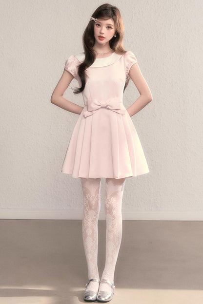 French Princess Satin Bow Dress