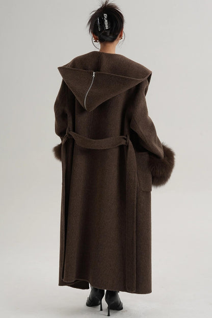 Fox Sleeve Wool Coat